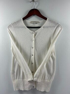 LOFT White Button Cardigan Sweater Size Small